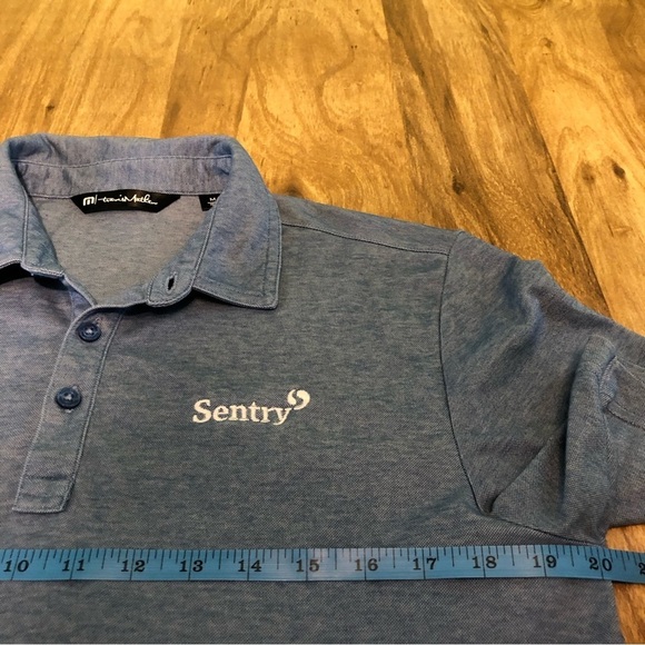 Travis Mathew Sentry Chest Logo Blue Short Sleeve Golf Shirt Polo Mens Medium - Picture 7 of 9